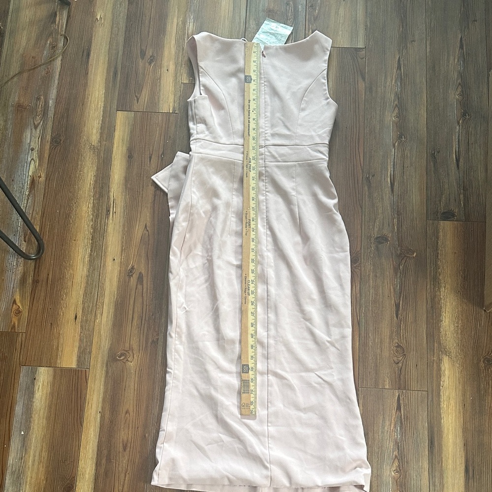 Fehaute Blush Pink Midi Dress with Side Bow Small - Picture 7 of 10
